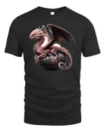 Fantasy Dragon Hatching Egg Graphic T Shirt Mythical Creature Art - black t-shirt on white background