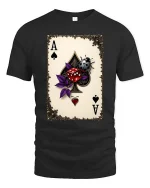 Ace of Spades Lucky Dice Ladybug Graphic T Shirt Fun Vibes - black t-shirt on white background