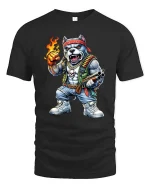 Angry Bulldog Gangster Fire Fist Graphic T Shirt Street Style - black t-shirt on white background