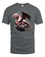 Fantasy Dragon Hatching Egg Graphic T Shirt Mythical Creature Art - gray t-shirt on white background
