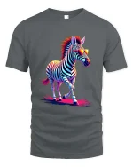 Cool Neon Zebra With Sunglasses Graphic T Shirt Retro Style - gray t-shirt on white background