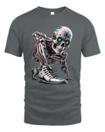Cyberpunk Robot Skull Sneaker Graphic T Shirt Futuristic Style - gray t-shirt on white background