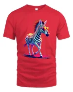 Cool Neon Zebra With Sunglasses Graphic T Shirt Retro Style - red t-shirt on white background