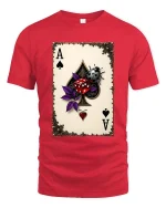 Ace of Spades Lucky Dice Ladybug Graphic T Shirt Fun Vibes - red t-shirt on white background