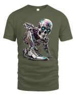 Cyberpunk Robot Skull Sneaker Graphic T Shirt Futuristic Style - military green t-shirt on white background