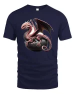 Fantasy Dragon Hatching Egg Graphic T Shirt Mythical Creature Art - navy t-shirt on white background
