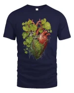 Human Heart With Nature Roots Leaves Graphic T Shirt Artistic Style - navy t-shirt on white background