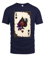 Ace of Spades Lucky Dice Ladybug Graphic T Shirt Fun Vibes - navy t-shirt on white background