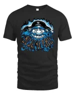 luebeard Pirate Skull Cartoon Graphic T Shirt Vintage Style - black t-shirt on white background
