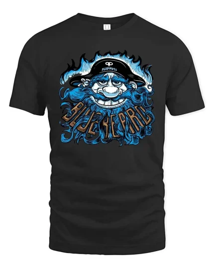 luebeard Pirate Skull Cartoon Graphic T Shirt Vintage Style - black t-shirt on white background