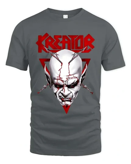 Dark Creator Skull Graphic T Shirt Gothic Streetwear Style - gray t-shirt on white background