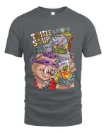 Turtle Soup Villain Cartoon Funny Graphic T Shirt Street Style - gray t-shirt on white background