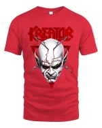 Dark Creator Skull Graphic T Shirt Gothic Streetwear Style - red t-shirt on white background
