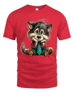 Cute Puppy Cartoon Graphic T Shirt Adorable Dog Lover Style - red t-shirt on white background