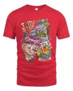 Turtle Soup Villain Cartoon Funny Graphic T Shirt Street Style - red t-shirt on white background