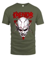 Dark Creator Skull Graphic T Shirt Gothic Streetwear Style - military green t-shirt on white background
