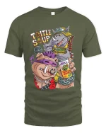 Turtle Soup Villain Cartoon Funny Graphic T Shirt Street Style - military green t-shirt on white background