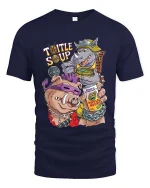 Turtle Soup Villain Cartoon Funny Graphic T Shirt Street Style - navy t-shirt on white background