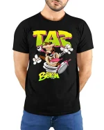 Taz Brooklyn Cartoon Chaos Graphic T Shirt Street Style - model wearing black tee with hands behind back