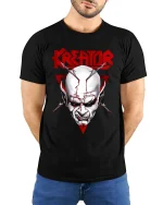 Dark Creator Skull Graphic T Shirt Gothic Streetwear Style - model wearing black tee with hands behind back