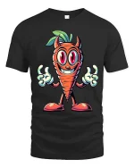 Funny Evil Carrot Cartoon Character Cute Graphic T Shirt - black t-shirt on white background