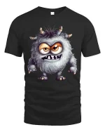 Funny Furry Monster Cartoon Cute Creepy Graphic T Shirt - black t-shirt on white background