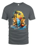 Relax on Beach Cocktail Vibes Summer Graphic T Shirt - gray t-shirt on white background