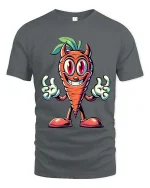 Funny Evil Carrot Cartoon Character Cute Graphic T Shirt - gray t-shirt on white background