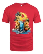 Relax on Beach Cocktail Vibes Summer Graphic T Shirt - red t-shirt on white background