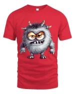 Funny Furry Monster Cartoon Cute Creepy Graphic T Shirt - red t-shirt on white background