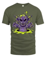 Slime Monster Creepy Cute Cartoon Horror Graphic T Shirt - military green t-shirt on white background