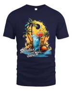 Relax on Beach Cocktail Vibes Summer Graphic T Shirt - navy t-shirt on white background