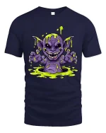 Slime Monster Creepy Cute Cartoon Horror Graphic T Shirt - navy t-shirt on white background