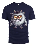 Funny Furry Monster Cartoon Cute Creepy Graphic T Shirt - navy t-shirt on white background