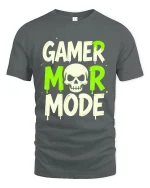 Gamer Mor Mode Skull Graphic T Shirt Funny Gaming Tee - gray t-shirt on white background