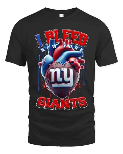 I Bleed New York Giants Football Fan Graphic T Shirt - black t-shirt on white background
