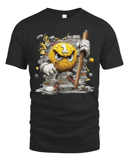 Angry Number One Smash Character Funny Graphic T Shirt - black t-shirt on white background