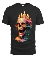 Melting Skull Candle Dark Gothic Horror Graphic T Shirt - black t-shirt on white background