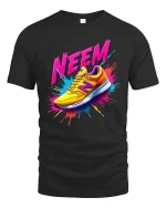 NEEM Sneaker Splash Colorful Street Style Graphic T Shirt - black t-shirt on white background
