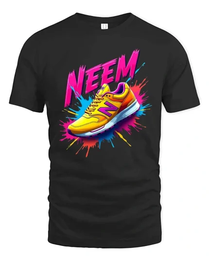 NEEM Sneaker Splash Colorful Street Style Graphic T Shirt - black t-shirt on white background