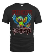 Hard Enough Goodbye Bold Parrot Attitude Graphic T Shirt - black t-shirt on white background