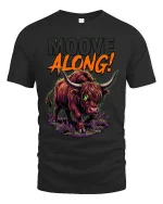 Mooove Along Funny Highland Cow Attitude Graphic T Shirt - black t-shirt on white background