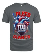 I Bleed New York Giants Football Fan Graphic T Shirt - gray t-shirt on white background