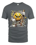Angry Number One Smash Character Funny Graphic T Shirt - gray t-shirt on white background