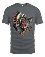 Native Inspired Feather Dance Artistic Culture Graphic T Shirt - gray t-shirt on white background