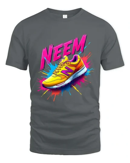 NEEM Sneaker Splash Colorful Street Style Graphic T Shirt - gray t-shirt on white background
