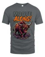 Mooove Along Funny Highland Cow Attitude Graphic T Shirt - gray t-shirt on white background