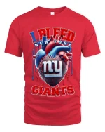 I Bleed New York Giants Football Fan Graphic T Shirt - red t-shirt on white background