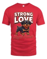 Strong Love Loyal Heart Rottweiler Dog Graphic T Shirt - red t-shirt on white background