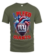 I Bleed New York Giants Football Fan Graphic T Shirt - military green t-shirt on white background